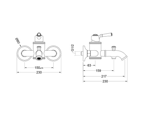 Комплект смесителей Aquatek Классик AQ1530MB Черный матовый