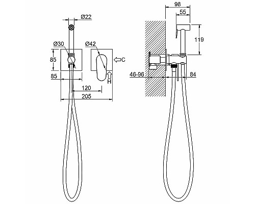 Гигиенический душ со смесителем Aquatek Оберон AQ1220CR Хром