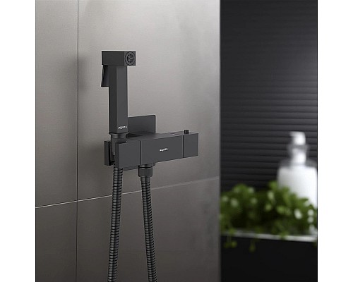 Гигиенический душ со смесителем Aquatek Либра AQ1028MB с термостатом Черный матовый