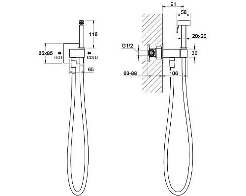 Гигиенический душ со смесителем Aquatek Лира AQ1025MB Черный матовый