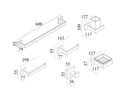 Набор аксессуаров для ванной Boch Mann CR-F25 BM9640 Нержавеющая сталь