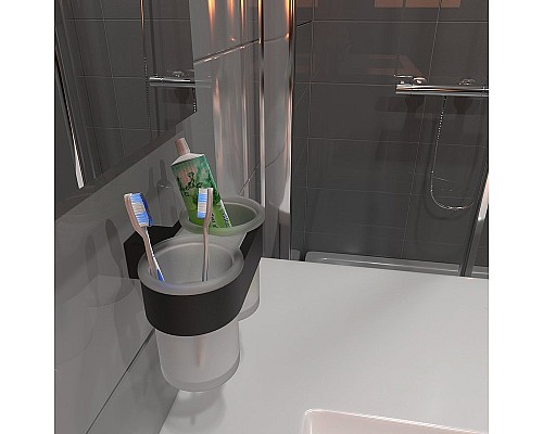 Стакан для зубных щеток Altasan Лотос ЛТ42ЧМ двойной Черный матовый