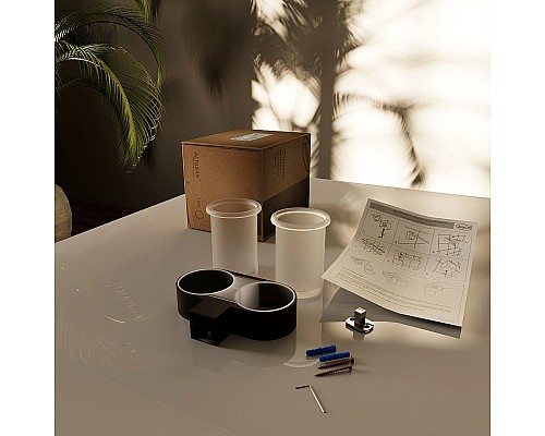 Стакан для зубных щеток Altasan Лотос ЛТ42ЧМ двойной Черный матовый