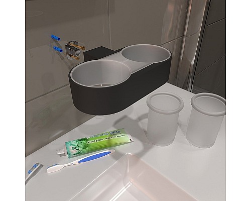 Стакан для зубных щеток Altasan Лотос ЛТ42ЧМ двойной Черный матовый