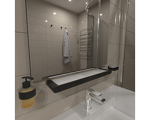 Стеклянная полка Altasan Лотос ЛТ70ЧМ Черная матовая