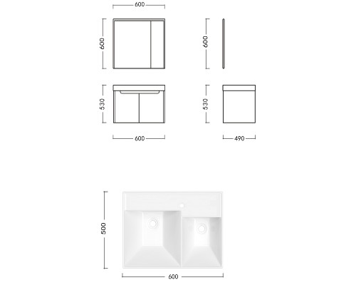 Комплект мебели для ванной Ceruttispa Maiella 60 10036 подвесной Темно-серый