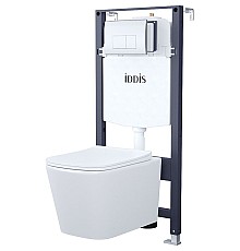 Комплект унитаза с инсталляцией Iddis Basic BASBI01i73 с сиденьем Микролифт и клавишей смыва Хром