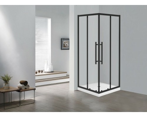 Душевой уголок Esbano Flex 100x100 профиль Черный стекло прозрачное