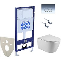 Комплект унитаза с инсталляцией Aquatek Set Aquatek Бетта KDI18 с сиденьем Микролифт  и клавишей смыва Хром глянцевый