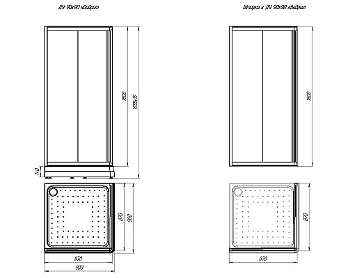 Душевой уголок Radomir Дрим 90x90 1-03-6-0-0-1180 профиль Черный стекло прозрачное