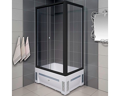 Душевой уголок Radomir Верчелли 120x80 L 1-03-6-1-0-0130 профиль Черный стекло прозрачное