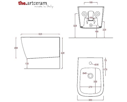 Биде Artceram A16 ASB001 15 00 подвесное Grigio oliva Биде Artceram A16 ASB001 15 00 подвесное Grigio oliva