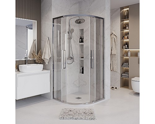 Душевой уголок Grossman Cosmo 80х80 301.K33.02.8080.10.00 профиль Хром стекло прозрачное