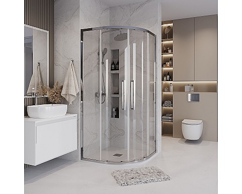 Душевой уголок Grossman Cosmo 80х80 301.K33.02.8080.10.00 профиль Хром стекло прозрачное