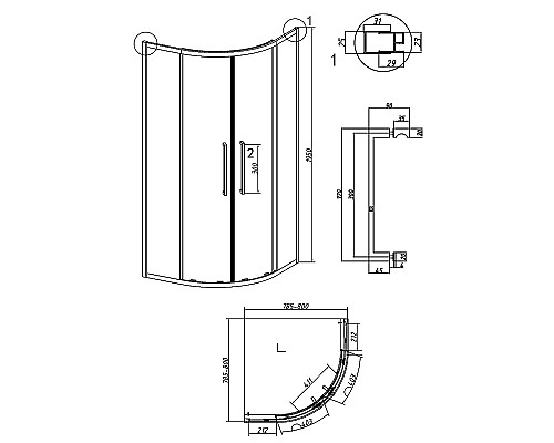 Душевой уголок Grossman Cosmo 80х80 301.K33.02.8080.10.00 профиль Хром стекло прозрачное