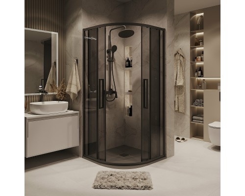 Душевой уголок Grossman Cosmo 90х90 301.K33.02.9090.21.10 профиль Черный матовый стекло тонированное