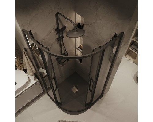 Душевой уголок Grossman Cosmo 90х90 301.K33.02.9090.21.10 профиль Черный матовый стекло тонированное