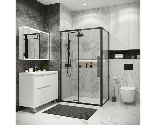 Душевая стенка Grossman Cosmo 90 200.K33.02.90.21.00 профиль Черный матовый стекло прозрачное