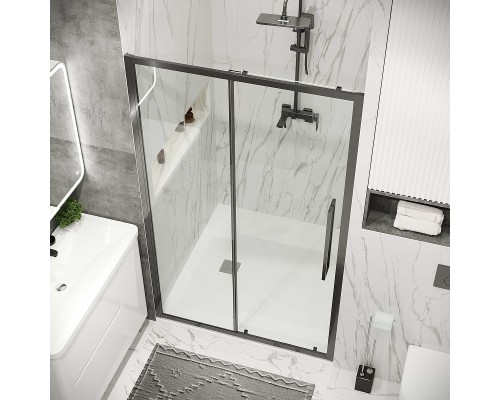 Душевая дверь Grossman Cosmo 100 100.K33.02.100.42.00 профиль Графит сатин стекло прозрачное