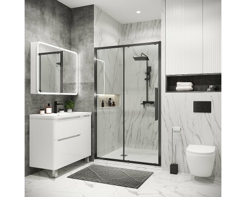 Душевая дверь Grossman Cosmo 130 100.K33.02.130.42.00 профиль Графит сатин стекло прозрачное