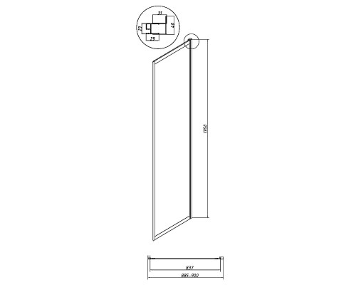 Душевая стенка Grossman Cosmo 90 200.K33.02.90.21.10 профиль Черный матовый стекло тонированное
