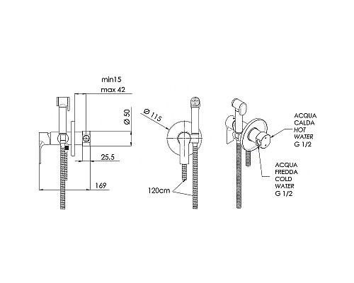 Гигиенический душ со смесителем Remer Energy EY65W Хром
