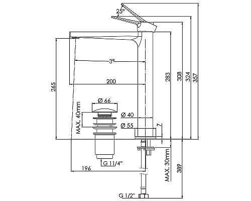 Смеситель для раковины Remer Slash SL10L Хром