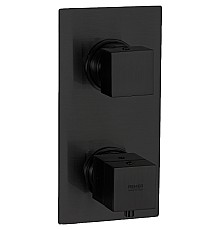 Смеситель для душа Remer Qubica Thermo QT92KBCFP с термостатом Черный брашированный хром