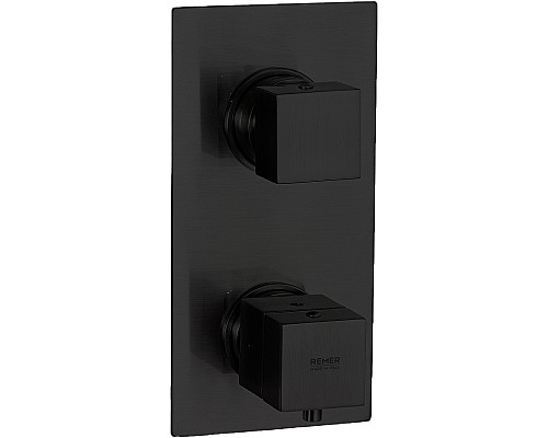 Смеситель для душа Remer Qubica Thermo QT92KBCFP с термостатом Черный брашированный хром