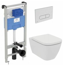 Комплект унитаза с инсталляцией Ideal Standard i.Life B IP001401 с сиденьем Микролифт и клавишей смыва Хром