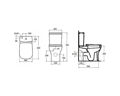 Унитаз компакт Ideal Standard Active T320601 без бачка и сиденья