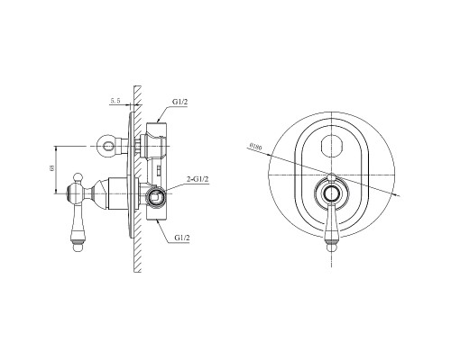 Смеситель для душа Caprigo Fonte 12-551-vot Бронза