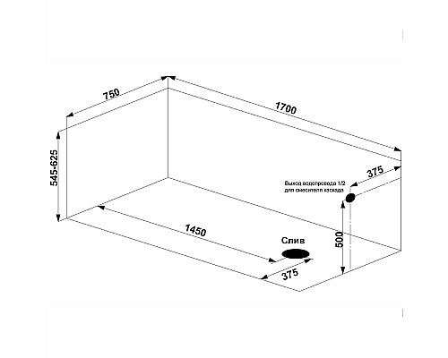 Акриловая ванна Bas Веста 170x75 L В 00143 без гидромассажа
