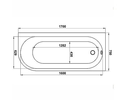 Акриловая ванна Bas Веста 170x75 L В 00143 без гидромассажа