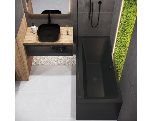 Акриловая ванна Corpa Nera Bellini 180x80 Черная матовая без гидромассажа