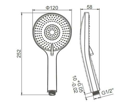 Ручной душ Caprigo Parts 98-501-NER Черный матовый