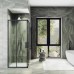 Душевой уголок Maybah Glass 900x900x1950 раздвижной профиль Черный стекло прозрачное