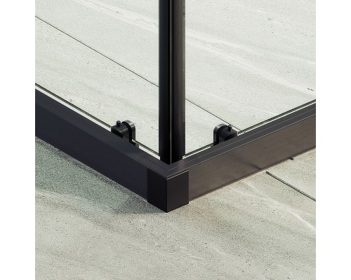 Душевой уголок Maybah Glass 900x900x1950 раздвижной профиль Черный стекло прозрачное