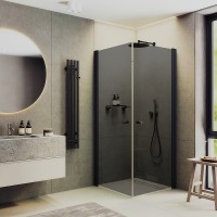 Душевой уголок Maybah Glass 800x800x1980 на монопетлях Черный стекло графитовое