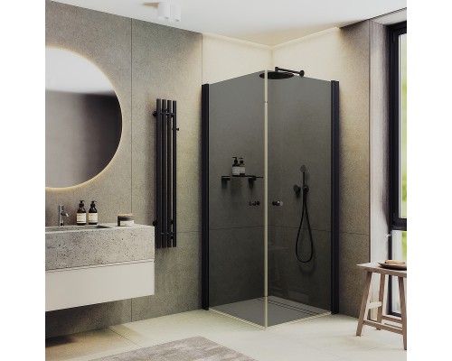 Душевой уголок Maybah Glass 800x800x1980 на монопетлях Черный стекло графитовое