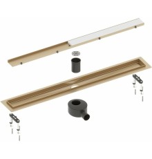Душевой лоток Timo Drain System 100 с решеткой Золото матовое / под плитку