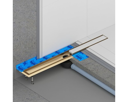 Душевой лоток Timo Drain System 100 с решеткой Золото матовое / под плитку