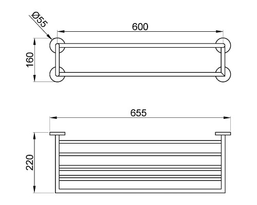 Полка для полотенец Nofer Niza 16854.B Хром