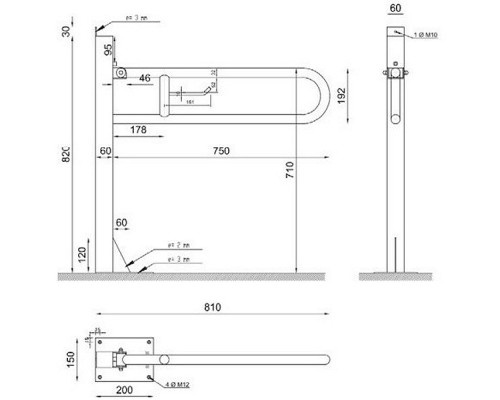 Поручень полукруглый Nofer 15064.S Сатин