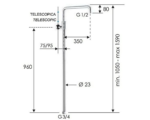 Душевая штанга Remer 329A Хром