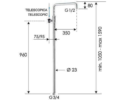 Душевая штанга Remer 330A7DCESDEVNO Черная матовая