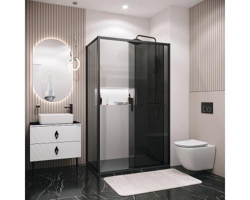 Душевой уголок Grossman Style 120х70 профиль Черный матовый стекло тонированное