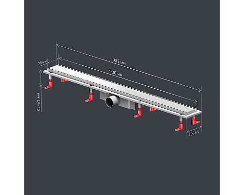 Душевой лоток AM.PM PrimeFlow 90 W02SC-U11-090-04SB с решеткой Хром матовый / под плитку Tile