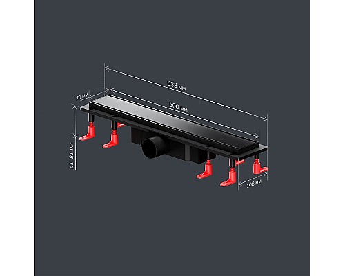 Душевой лоток AM.PM PrimeFlow 50 W02SC-U11-050-04BM с Черной матовой решеткой / под плитку Tile