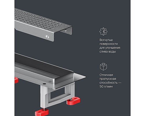 Душевой лоток AM.PM MasterFlow 70 W01SC-P11-070-01SB с решеткой Хром матовый Cut Gradient